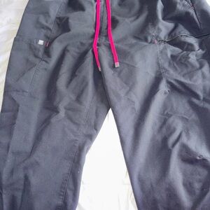Fabletics Black Joggers with Hot Pink Drawcord